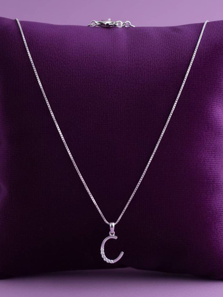 925 Pure Silver Alphabet C Letter Unisex Sterling Silver  Pendant : CP1131