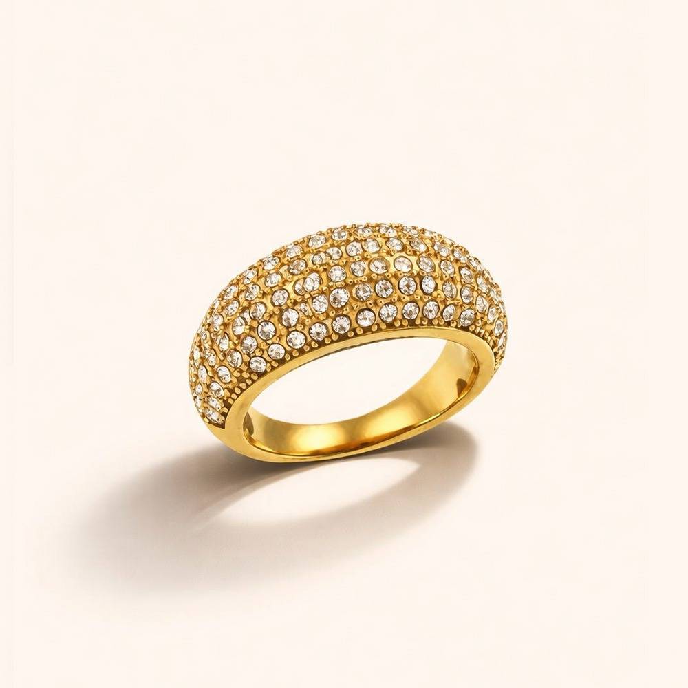 18K Gold-Plated Stone-Studded Dome Ring : 1004101