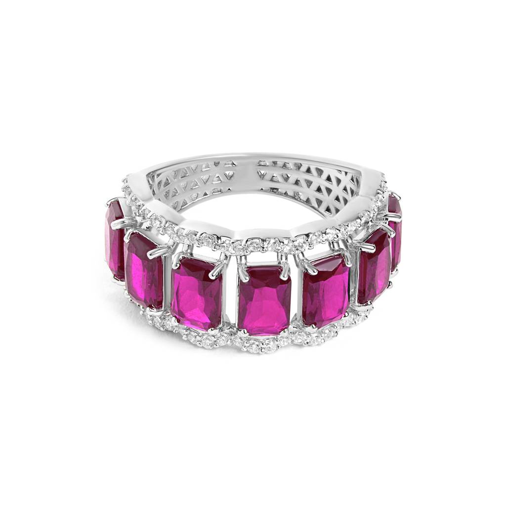 Ruby Eternity Silver Diamond Ring : R026-WH-S-11