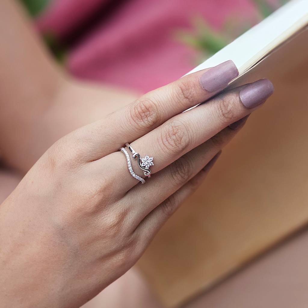 925 Silver Two Layer Queen Crown Ring : IS-RG-PL-1043