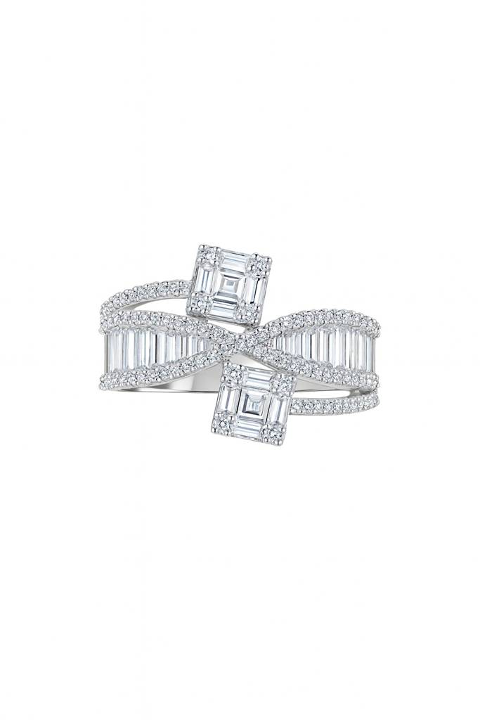 Stellar Diamond Silver Ring : R096-WH-D-12