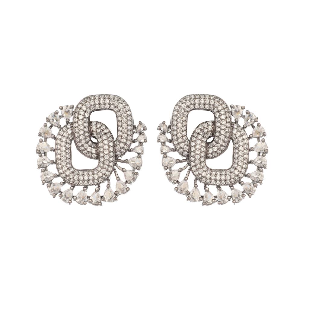 Zircon Glam Knot Stud Earrings : YI24A0458E