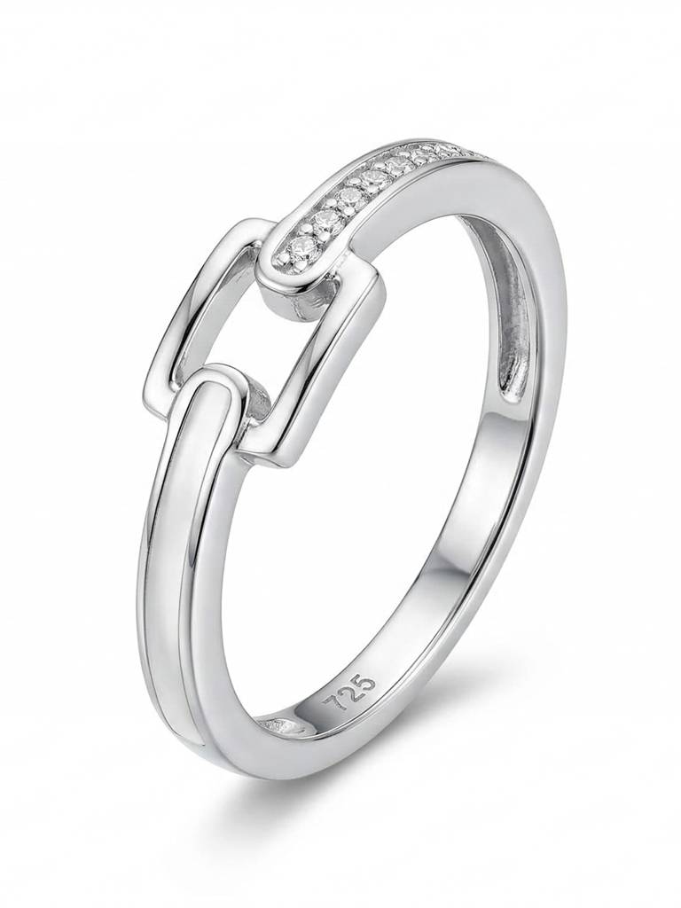 925 Pure Silver The "Nexus" Geometric Link Ring : LR1316