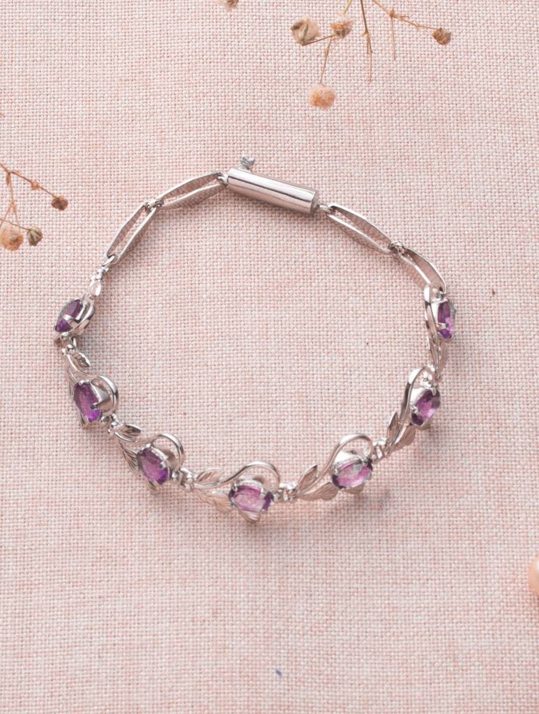 925 Sterling Silver Amethyst Bracelet For Women | Gemstone Bracelet | Handmade Silver Jewelry | Elegant Daily Wear G : FU-1140