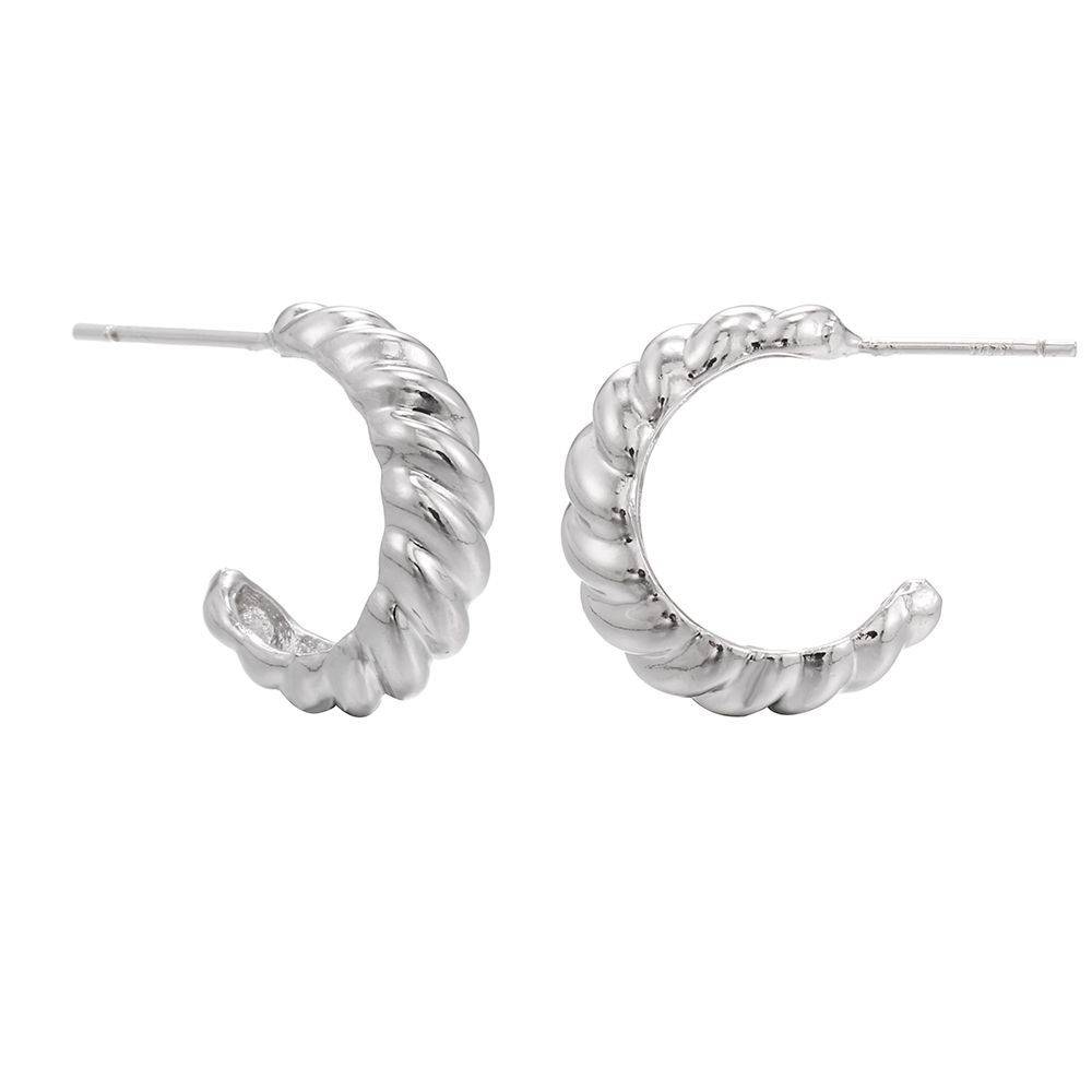 18K Plated Waterproof, Anti-Tarnish Spiral Twisted Half Hoop Earrings : AWU0125E440S