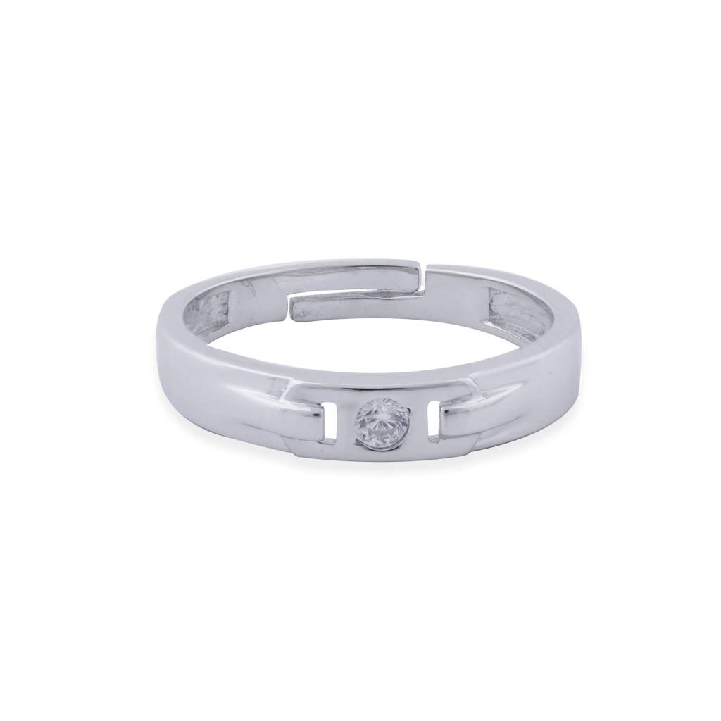 Silver Men'S Minimal Ring Band For Him : ZLCPLR-1008-MW
