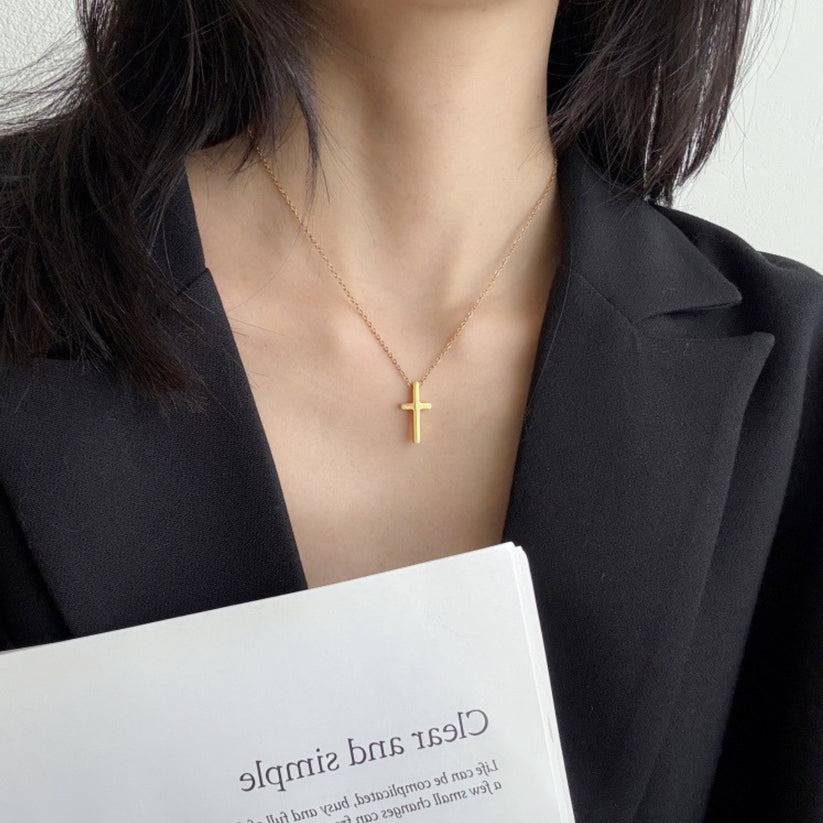 Cross Pendant Necklace : NC_SS_simplecros_gld