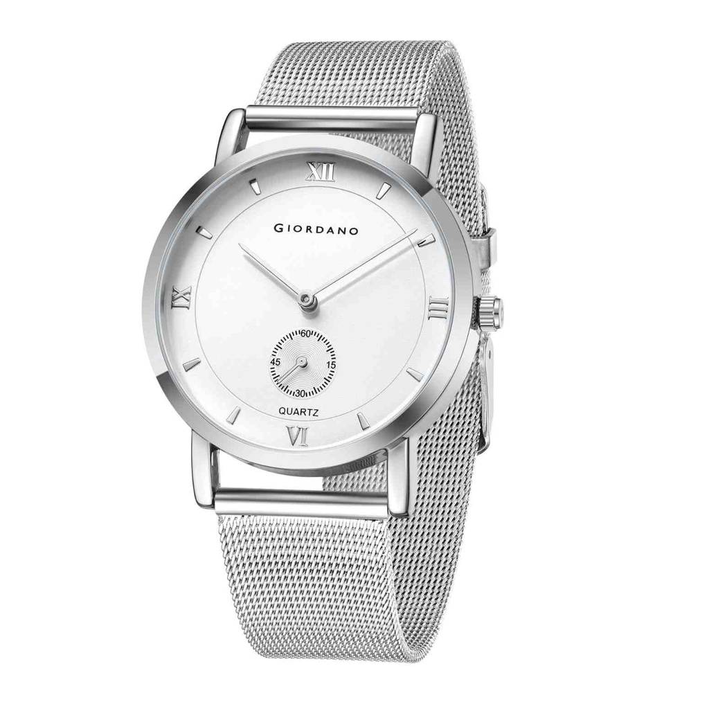 Giordano Classic Analog Quartz Watch For Men Â Mesh Metal Strap, Minimalist Dial With Roman Numerals, Slim Ele : GZ-50186-22