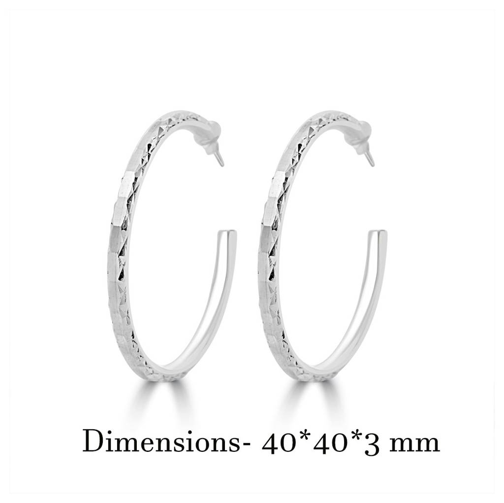 925 Sterling Silver Round Classic Hoops With Back Earlobe : TWP1172