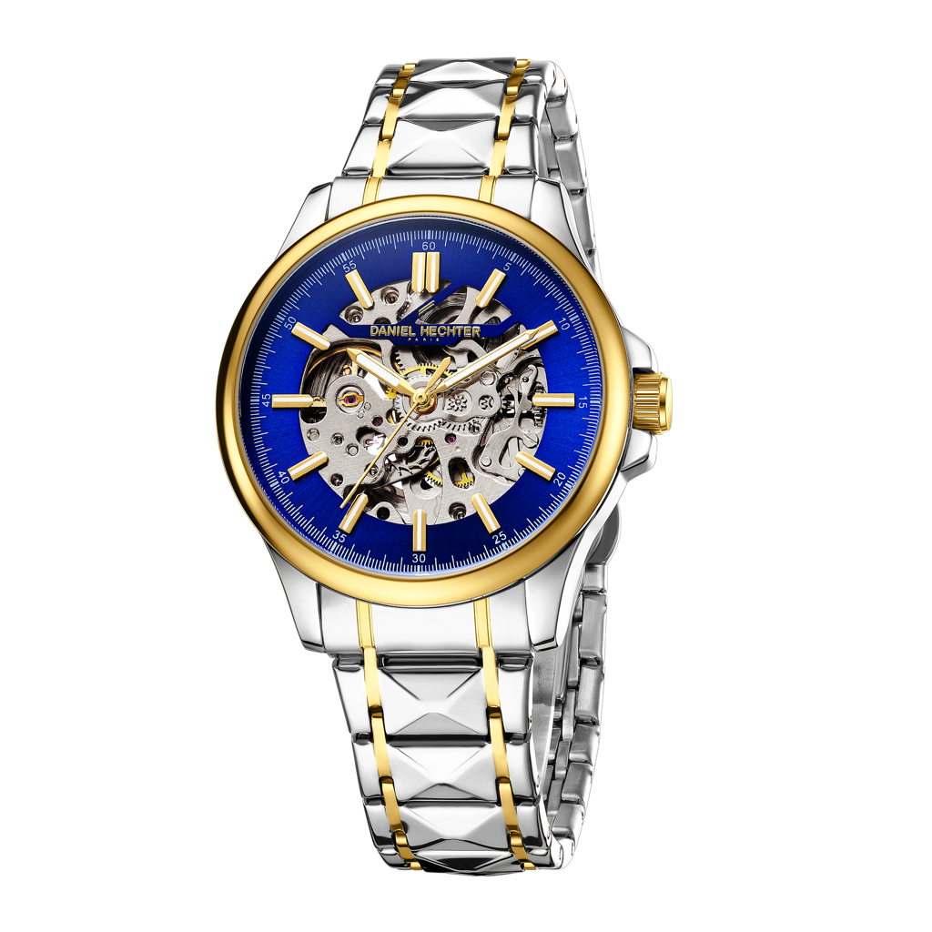 Paris Tech Collection Automatic Skeleton Wrist Watch For Men – Sunburst Dial, Stainless Steel Strap, Mechanical M : DHM1068-22