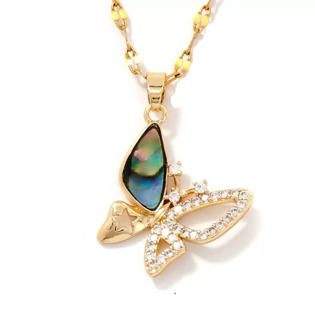 A Tiny And Cute Butterfly Design Pendant With A Golden Chain Perfect : 118356