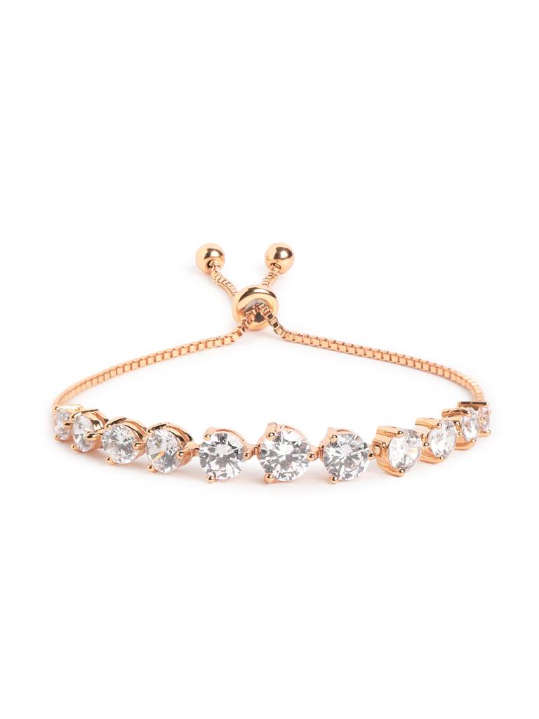 Rose Sheen Cubic Zircon Adjustable Bracelet : YI24A0625B