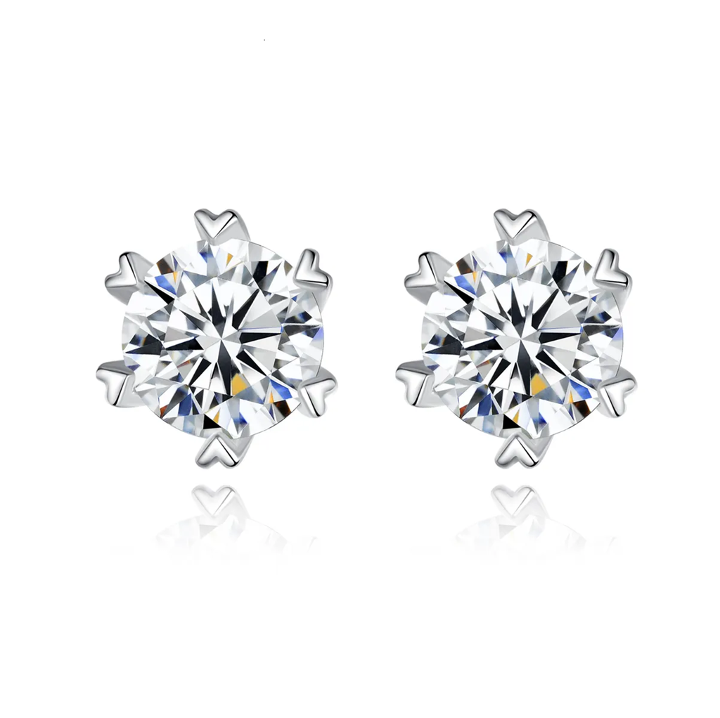 1 Ct Heart Flare Sparkle Moissanite Stud Earrings; Gra Certified; D Vvs1 : RoundHeartProng_1ct
