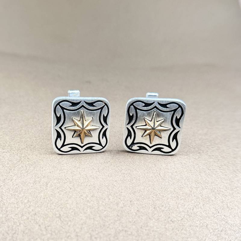 925 Pure Silver Men'S Square Carved Cufflinks | Silver Cuff Link : CUF1002