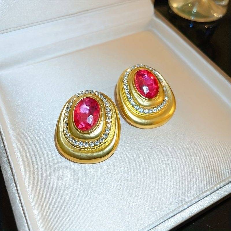 Vintage Pink Crystal Earrings : MJ09
