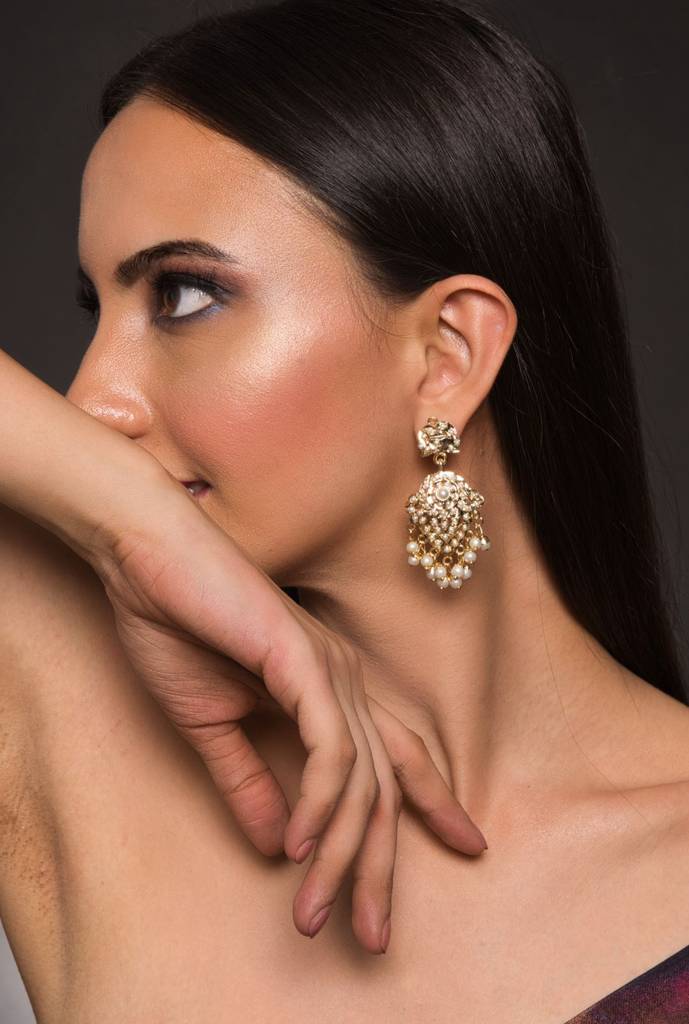 Paan Shaped Jadau Chaandbali Earrings : QJSEP77