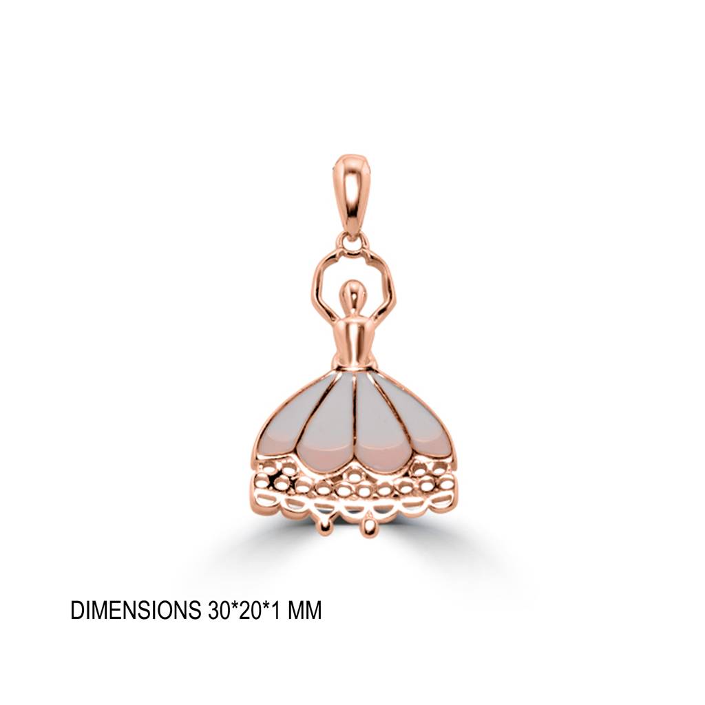 925 Pure Silver Trendy Dancing Queen Rose Gold Pendant : PEN1006