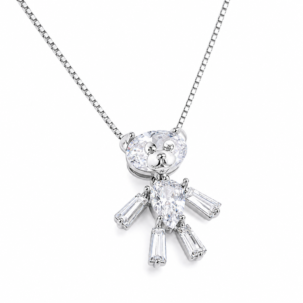 Silver Designer Teddy Bear Pendant Chain : WNH00134