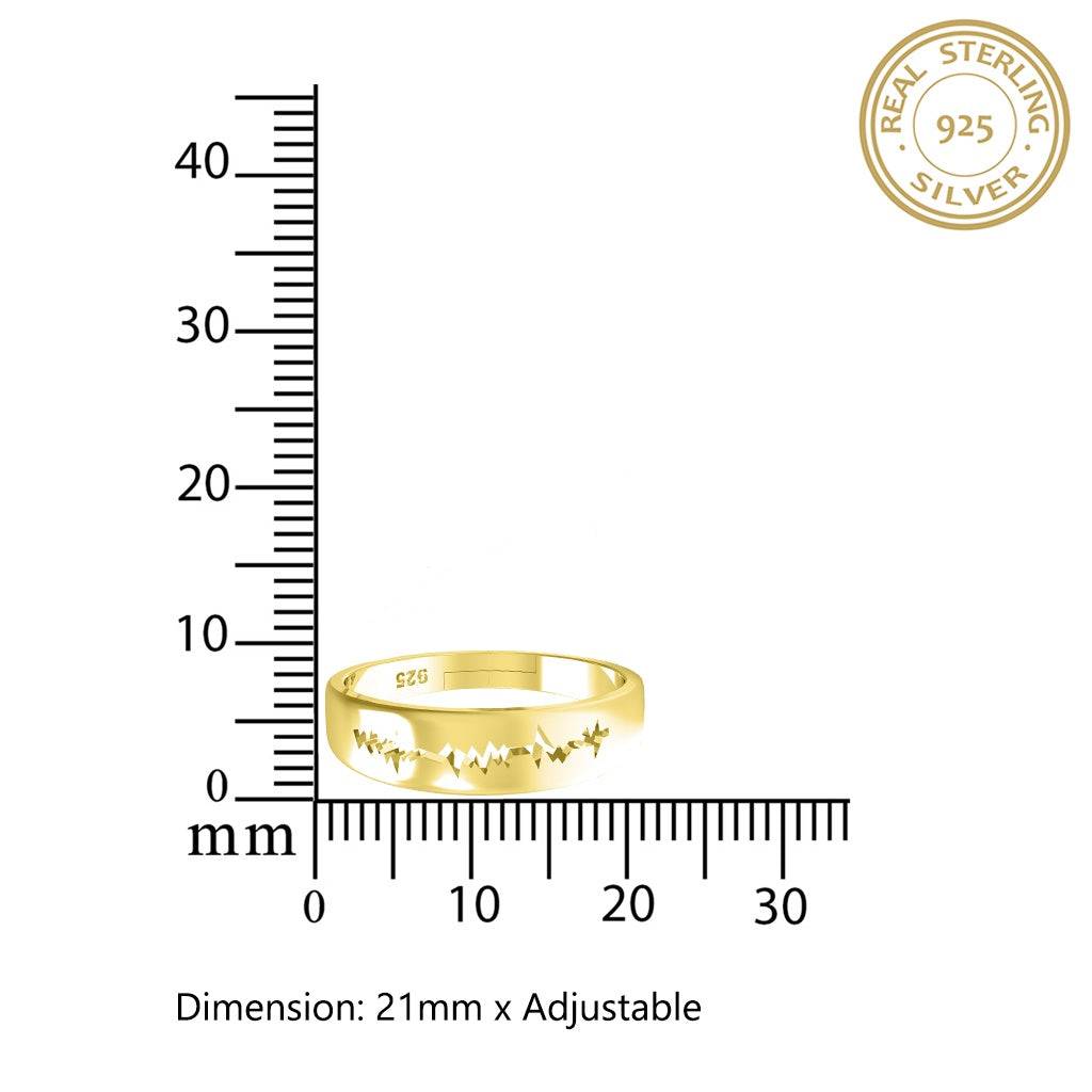 Golden Heart Beat Men'S Band Ring : ZLCPLR-1006-MY