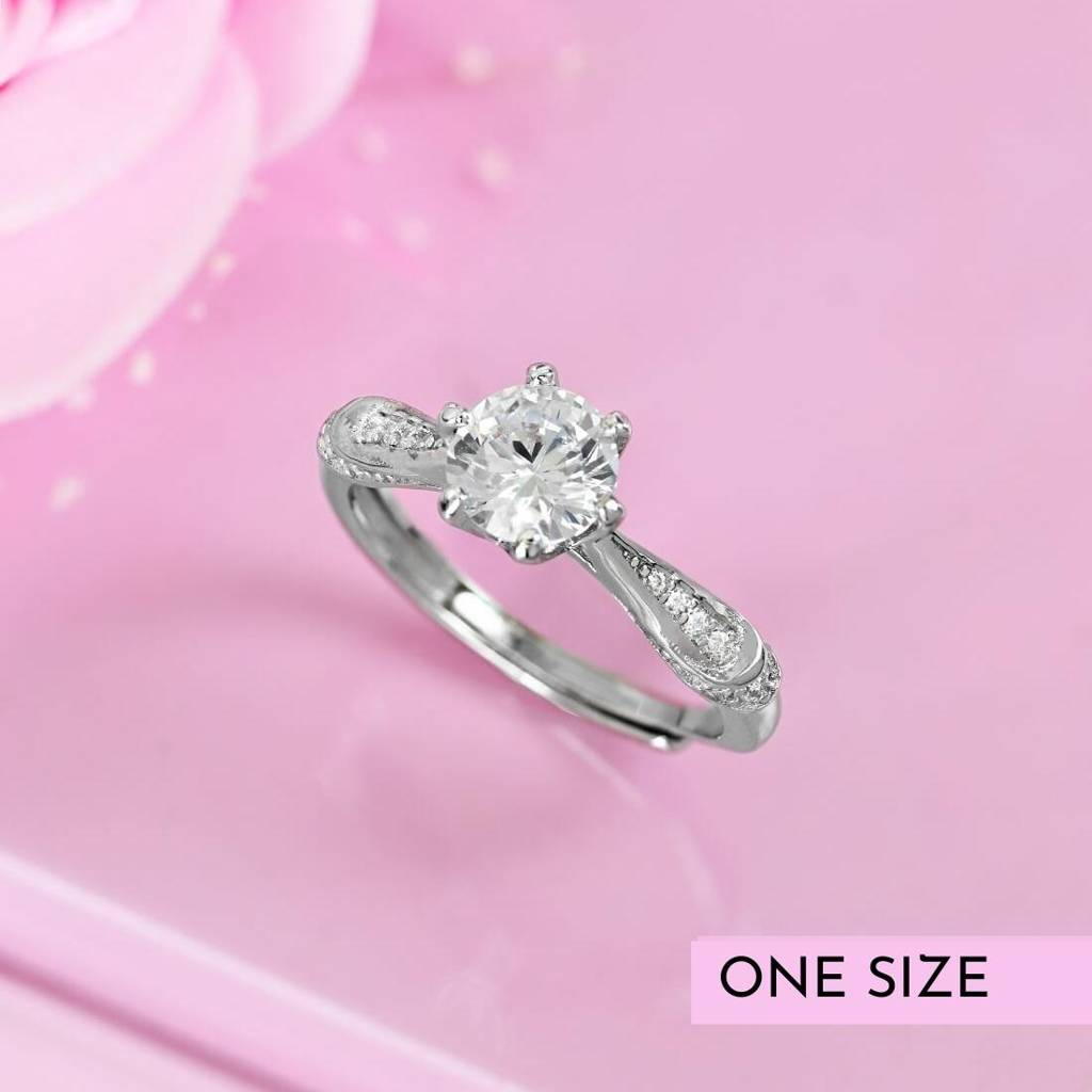 Regal Solitaire 925 Silver Ring (Adjustable) : RNG-40043
