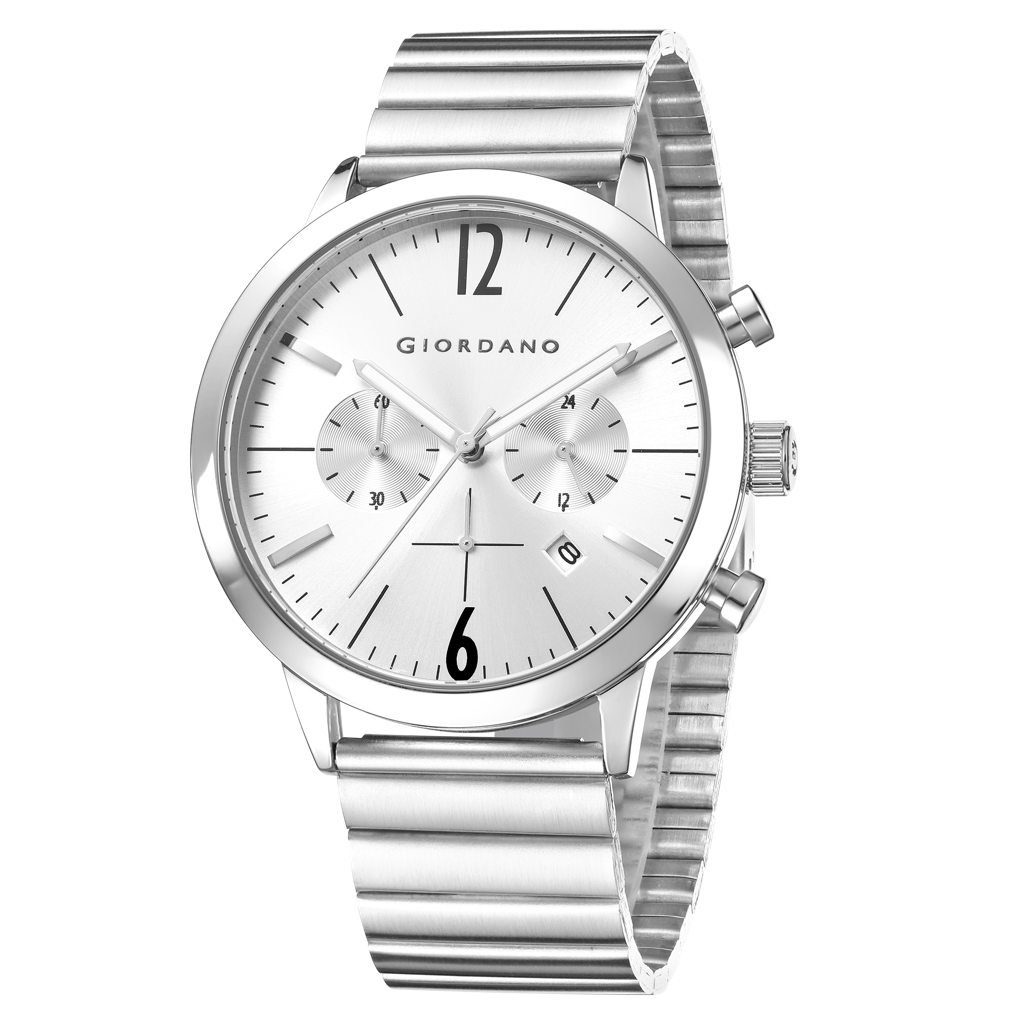 Giordano Analog Chronograph Watch For Men - Stainless Steel Case & Strap| Modern Casual & Formal Wristwatch With : GZ-50153-33