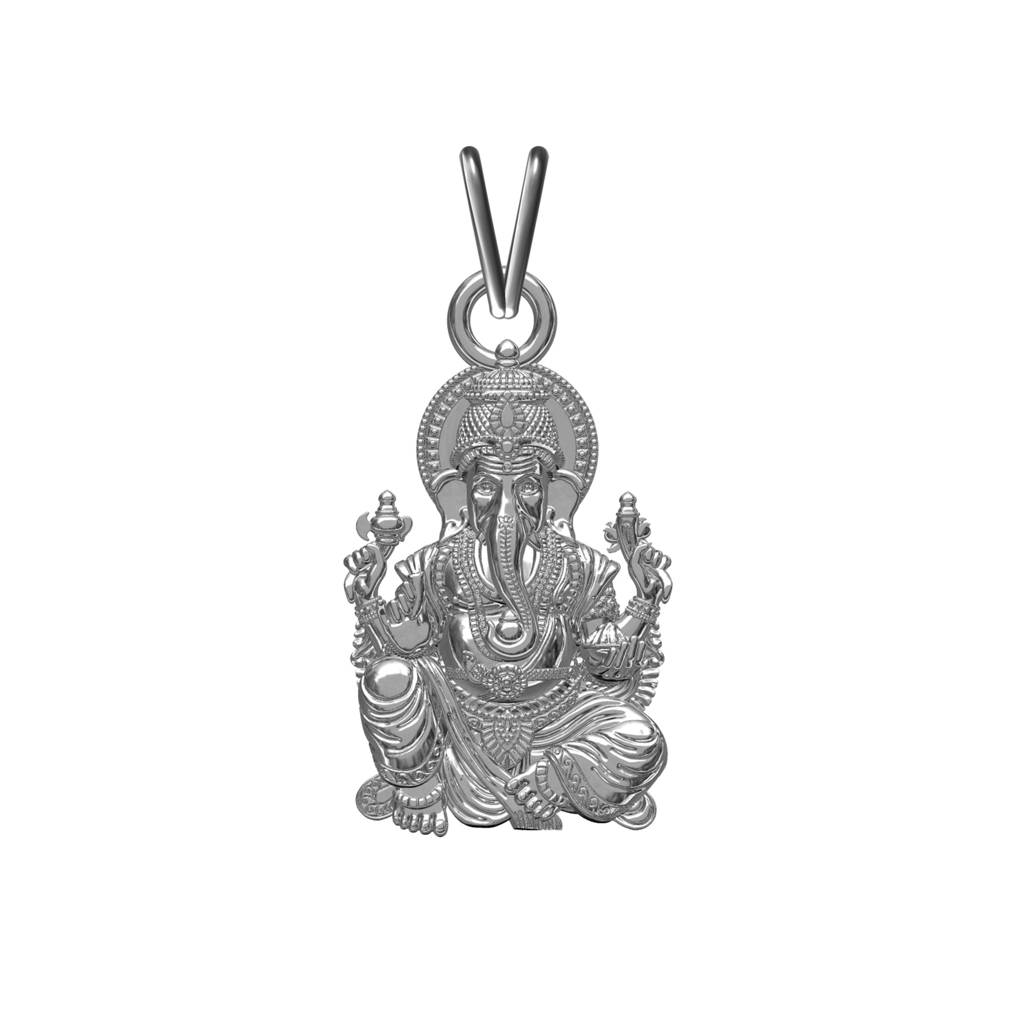 Silver God Ganesha Idol Pendant : ZLGDP-1032