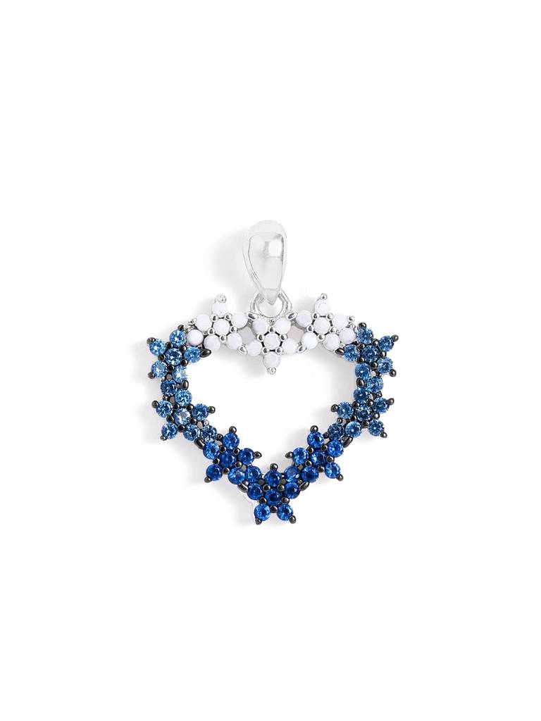 925 Silver Sapphire Blossom Heart Pendant : PH01085