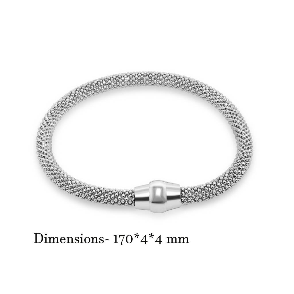 925 Pure Silver Oxidized Band Mesh Belt Buckle Adjustable Bracelet | : BR1067