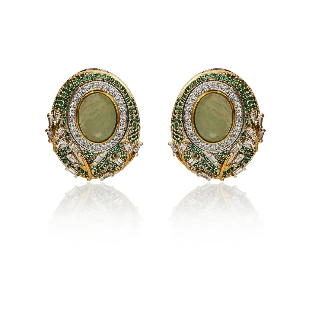 Statement Light Green Aventurine Earrings