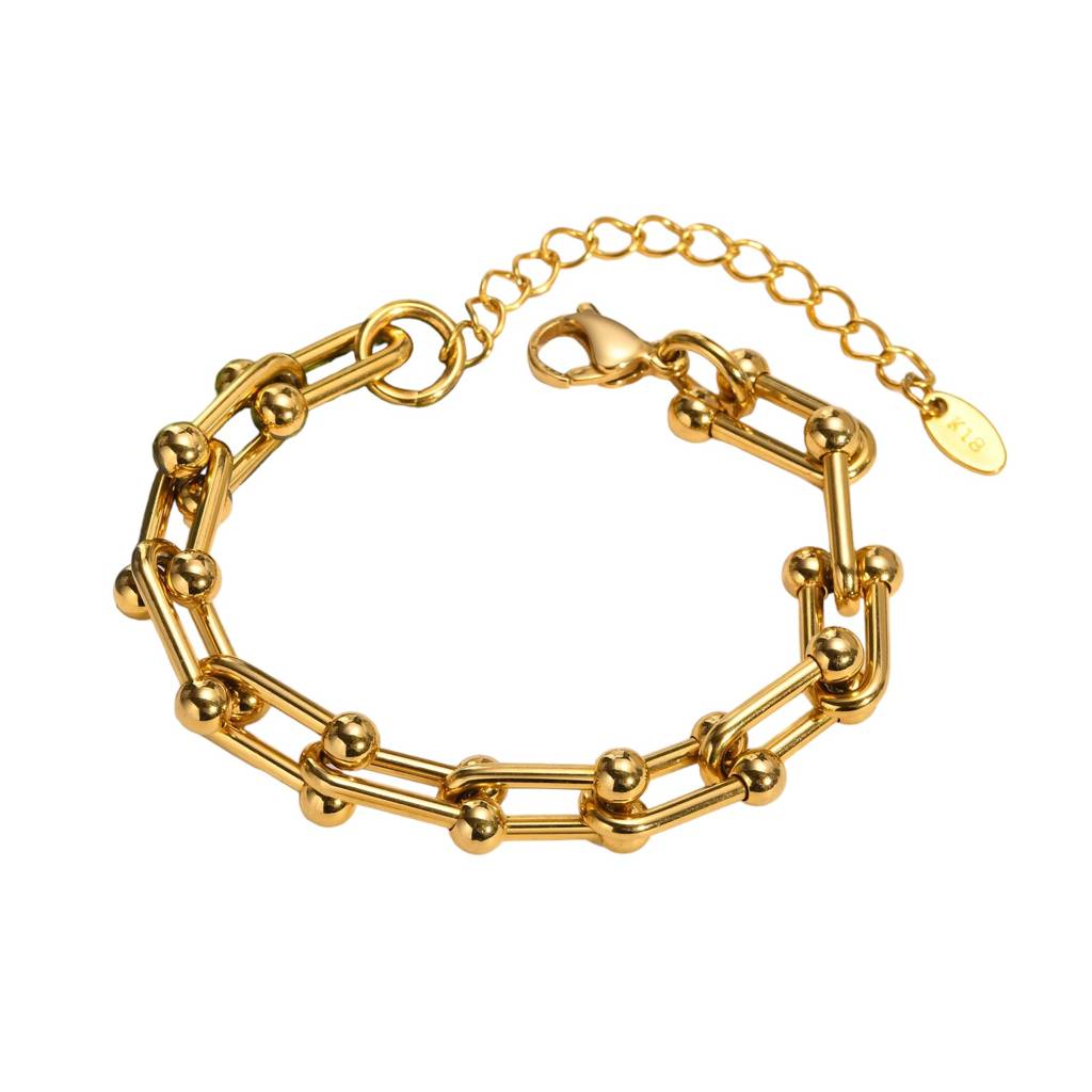 18K Plated U Shaped Chain Link Bracelet : ATO0624B005G