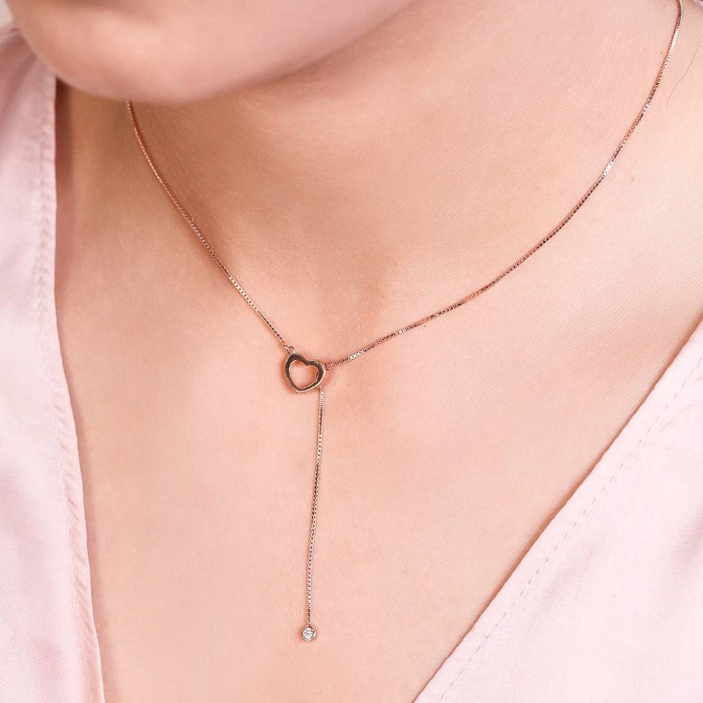 Elegant Heart Cz 925 Sterling Silver Necklace : NL-30123