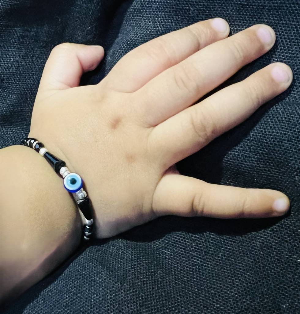 925 Sterling Silver Black Beads Evil Eye Baby Bracelet : ARSBR27