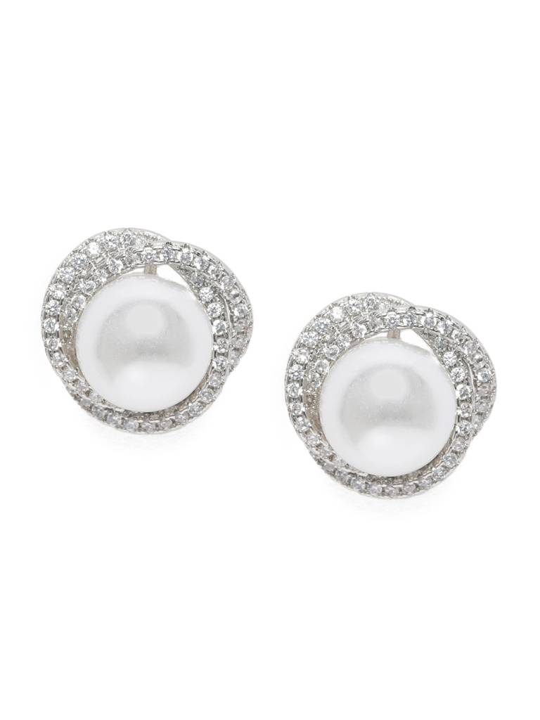 Elegant Pearl Cz Stud Earrings : AVER10100