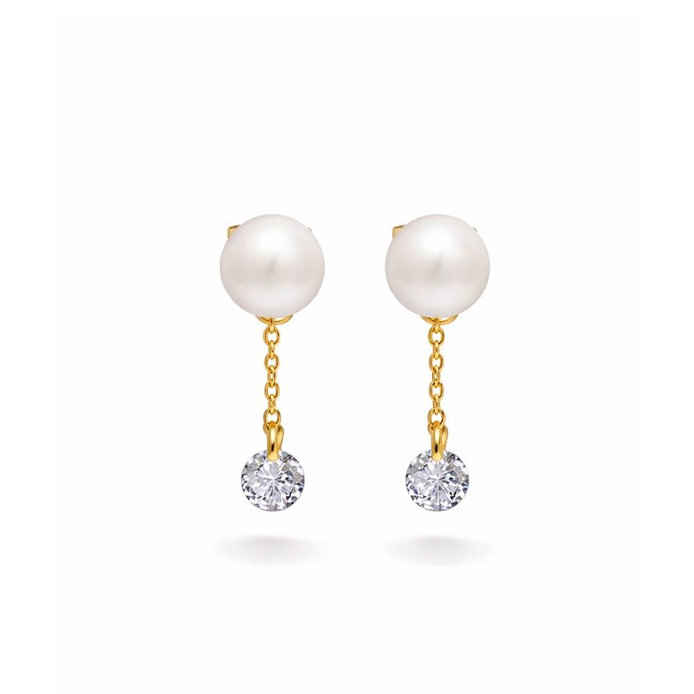 Lustrous Pearl Charm Earrings : 100046