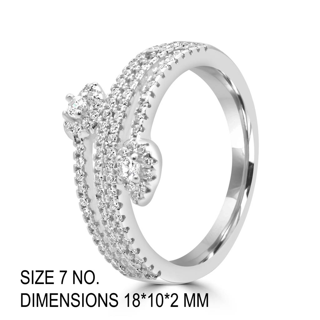 925 Sterling Silver Statement Ring With Luxurious Zircon Stones For A Bold, Glamorous Look : LR1229