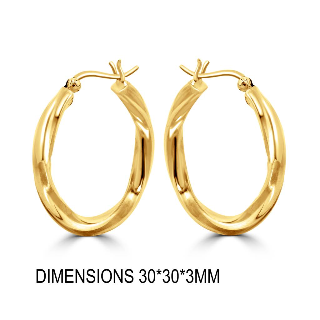 925 Sterling Silver Gold Plated Hoop Earrings For Women : TWP1231