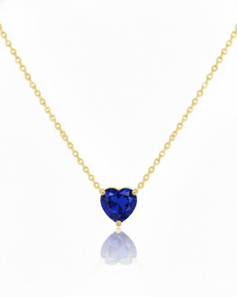 Birthstone Necklace For Women | Premium Heart Shaped Pendant Necklace | September Sapphire : CJLX225410109IR