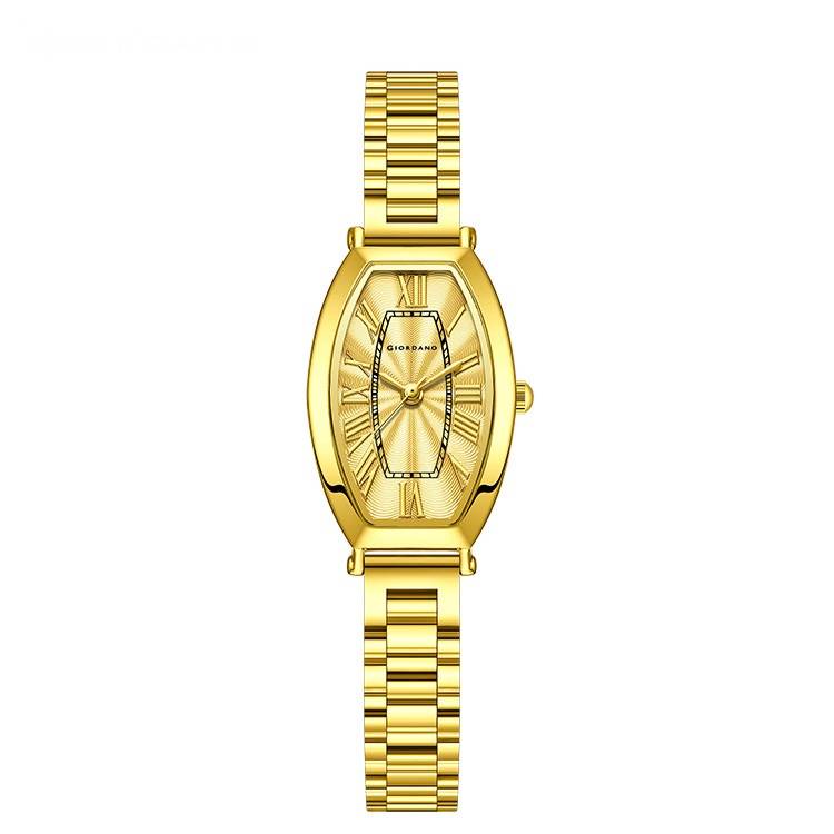 Giordano Silver Oval Shape Dial Watch For Women – Elegant Roman Numerals, Stainless Steel Strap, Sleek Analog De : GZ-60100-33