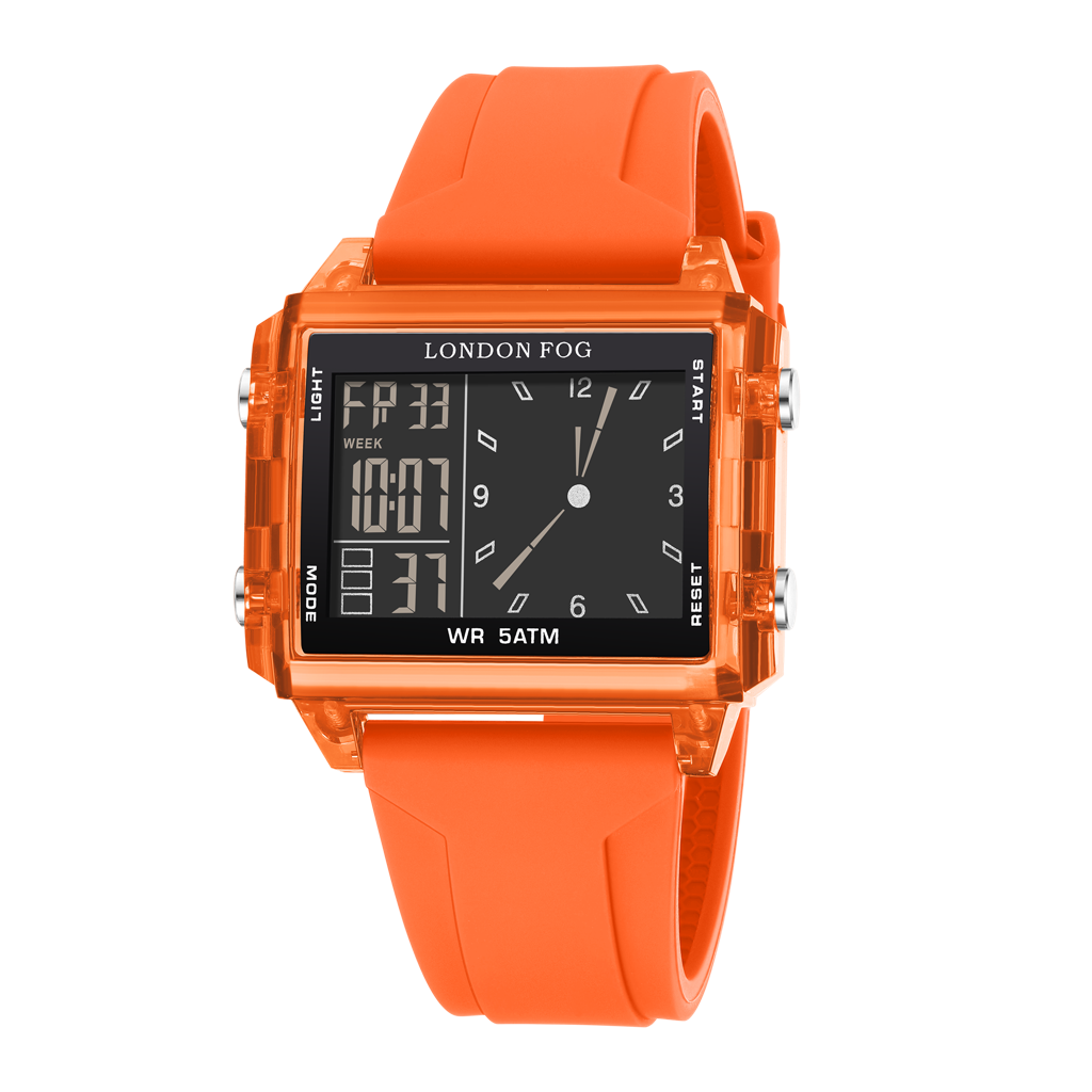 Analog-Digital Quartz Watch For Men With Square Dial, Day-Date Display, Silicone Strap And Water Resistance : LFM10015-04
