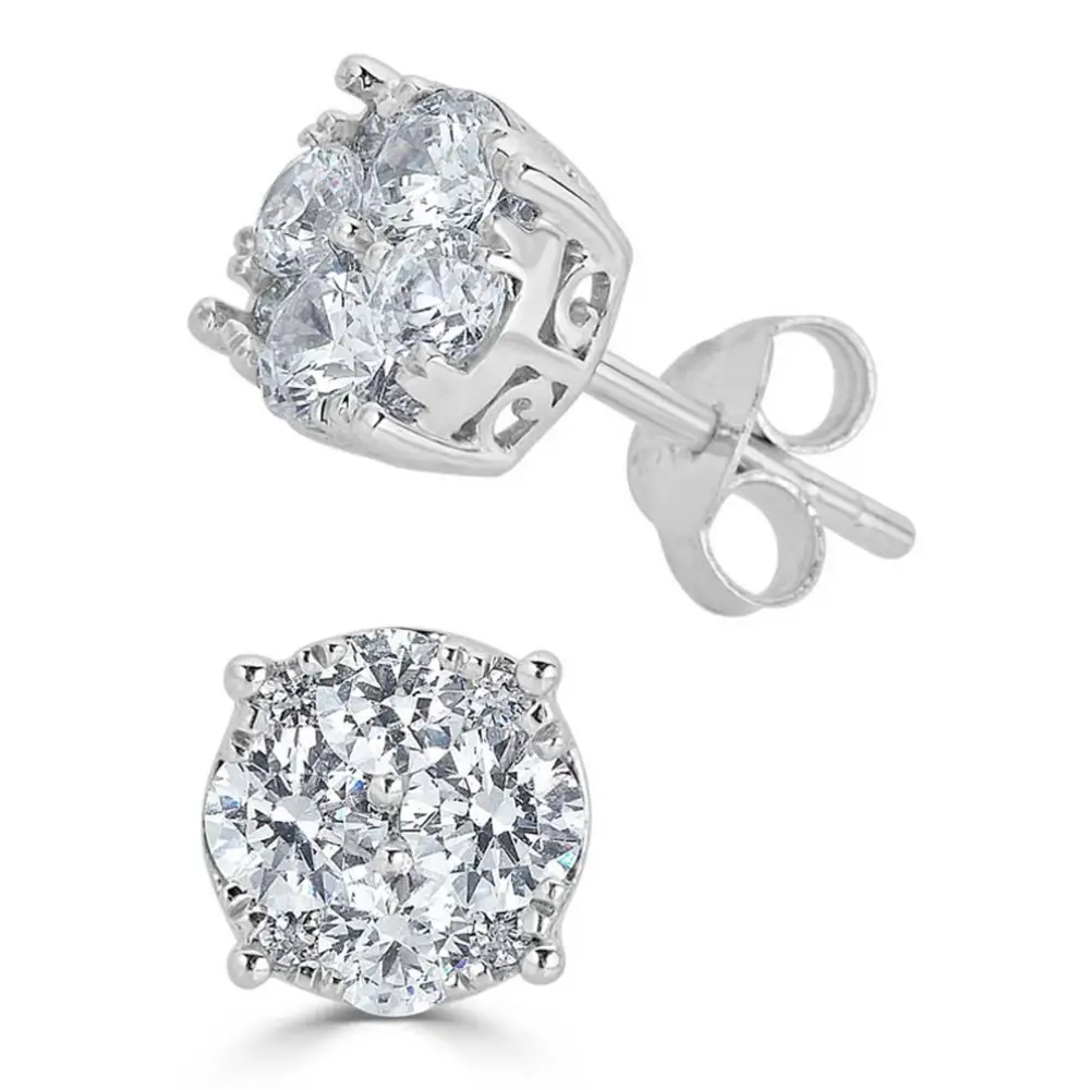 0.5 - 1 Ct Stellar Moissanite Cluster Stud - Single Piece For Men : Snowflake_earring_1ct_Men_FBA