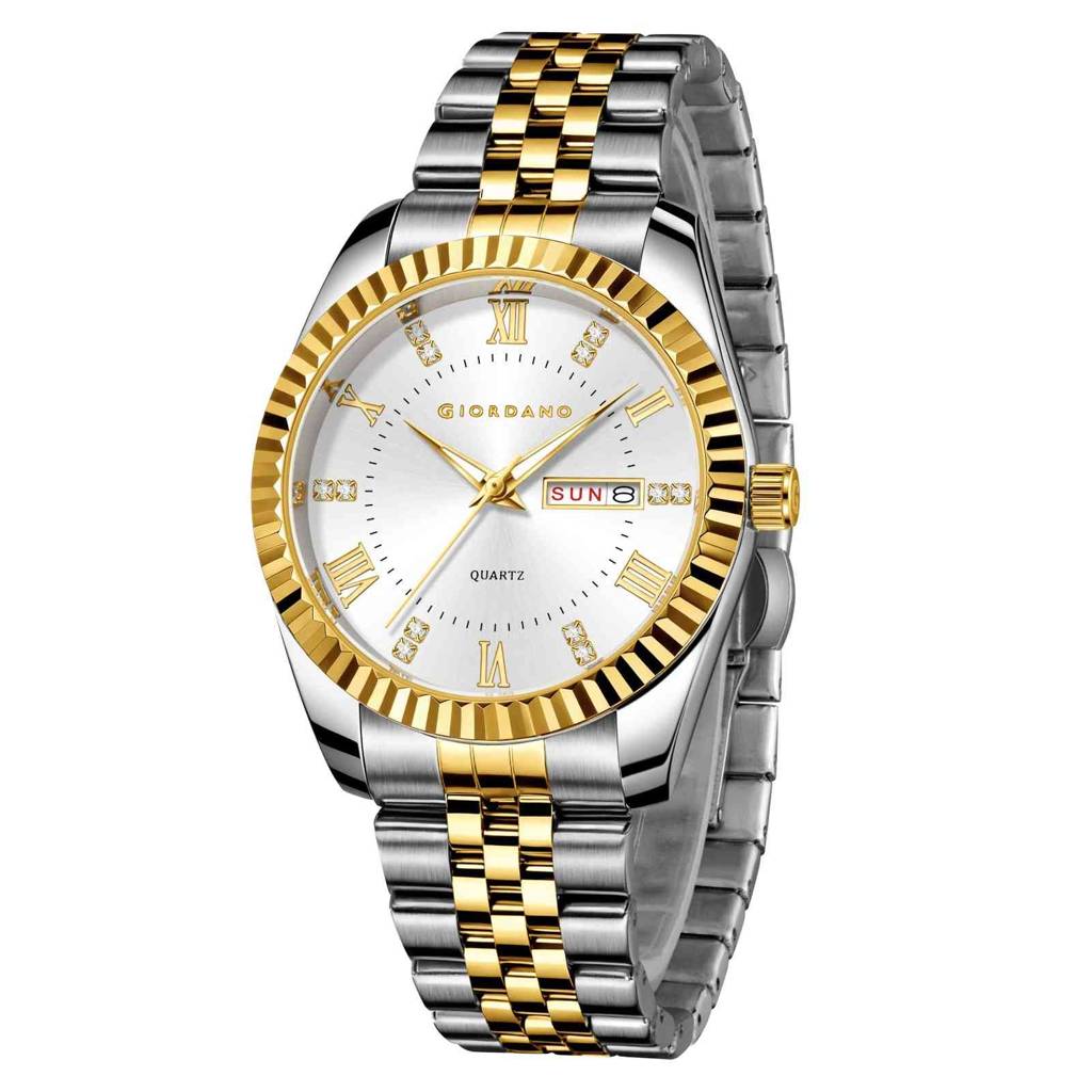 Giordano Analog Watch For Men - Dual-Tone Stainless Steel Strap, Crystal Indices And Fluted Bezel : GZ-50173-22