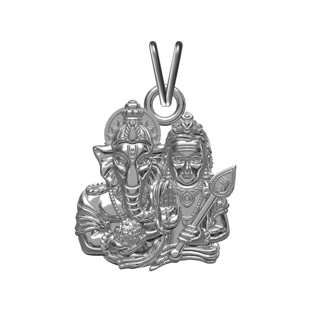 Silver Lord Ganesha And Kartik Pendant : ZLGDP-1012