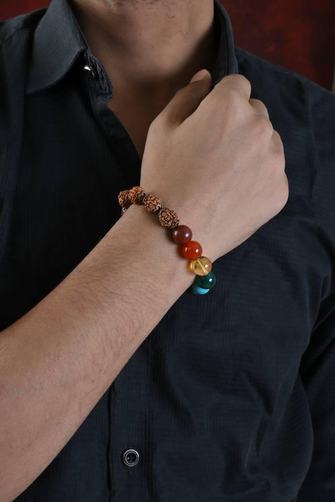 Rudraksha And Chakra Stones Bracelet : BBM34