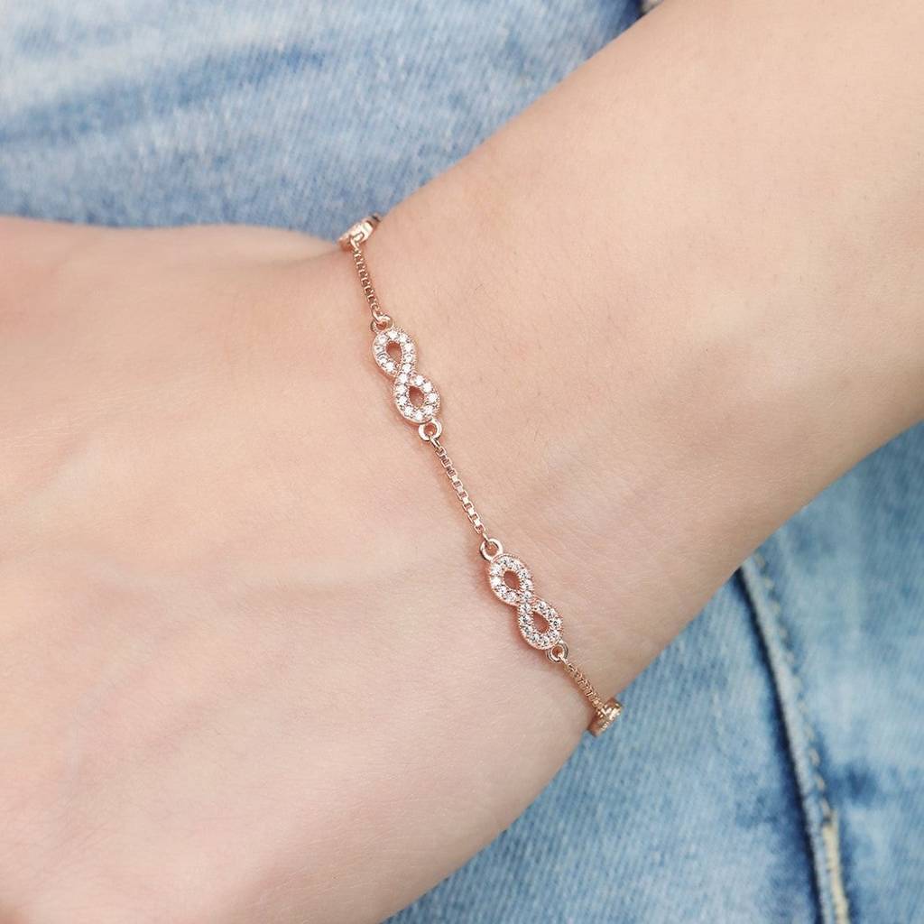 Classy Rose Gold Infinity 925 Silver Bracelet : BR-80078