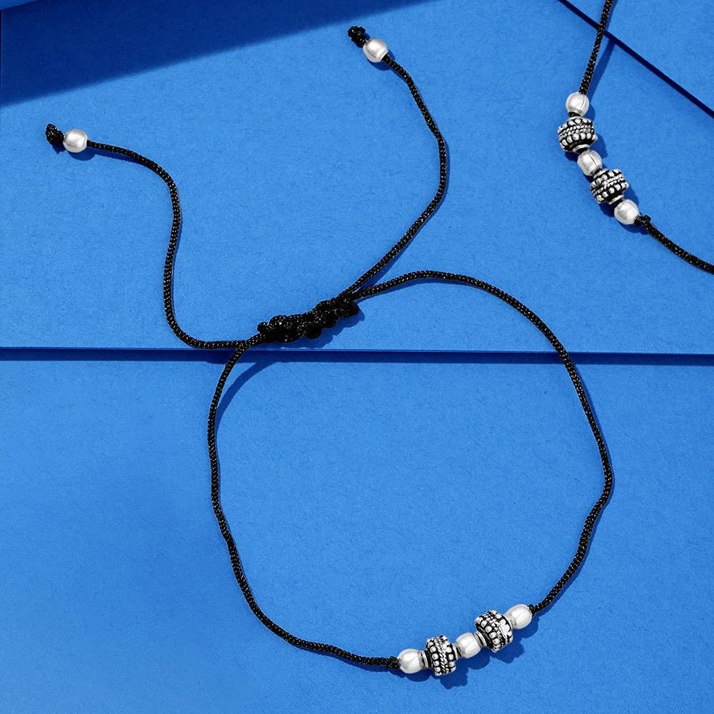 Tribal Beads Thread Silver Anklet : Tribal Beads Thread Silver Anklet : U080SO05LA0325