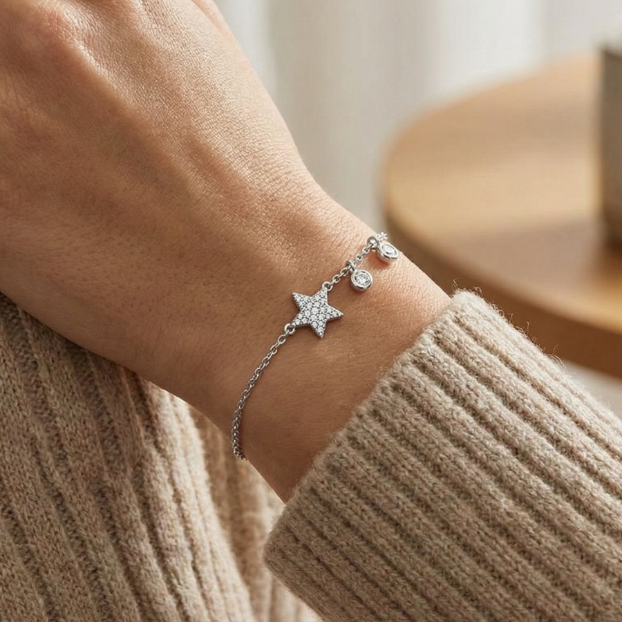 Start Bracelet For Women | Minimal Star Accent Chain Bracelet Jewellery : 1043388403