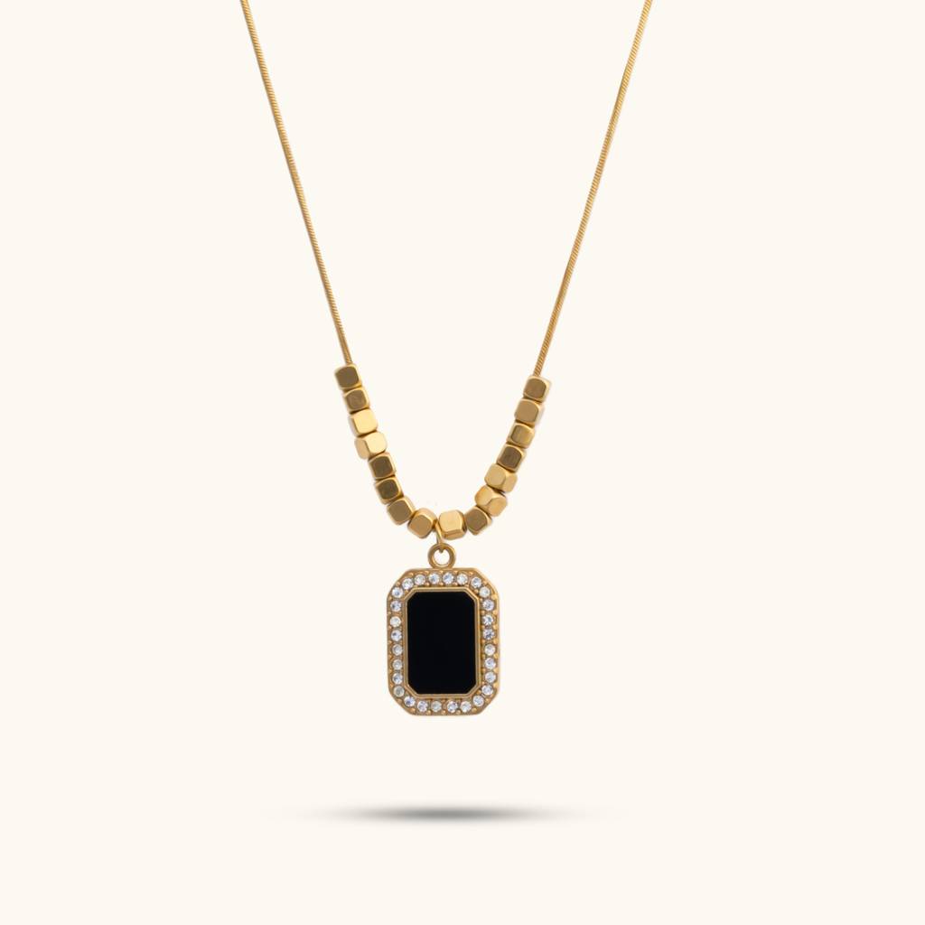 Clavicle Gemstone Bar Necklace - 18K Gold Plated : PD74