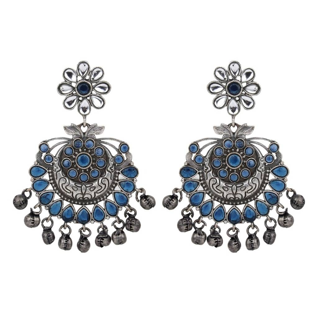 Silver Oxidised Finish Chandbali : S23DJER002SLV