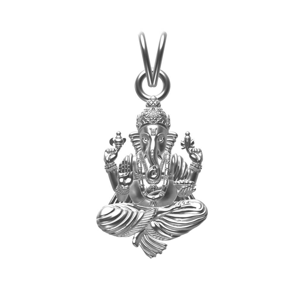 Sterling Silver God Ganesha Pendant : ZLGDP-1014
