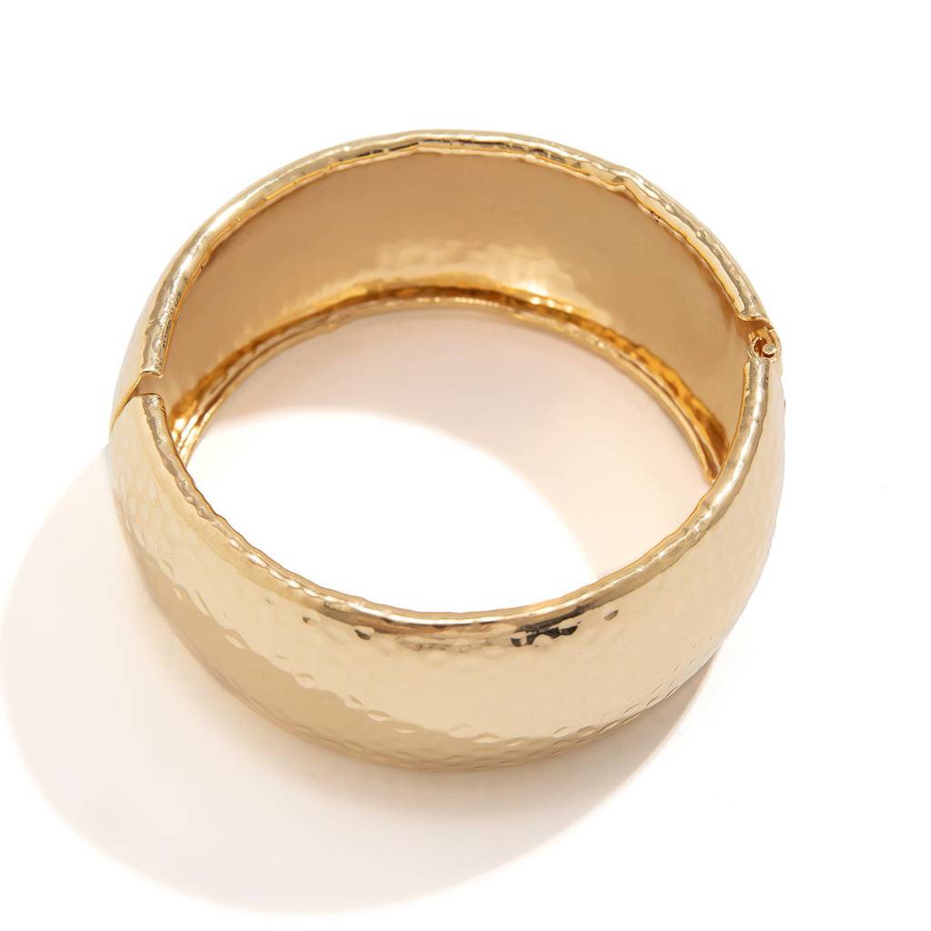 Shiny Gold/Silver Plated Anti-Tarnish Bold Hammered Chunky Open Bangle Bracelet : ADN0525B367G